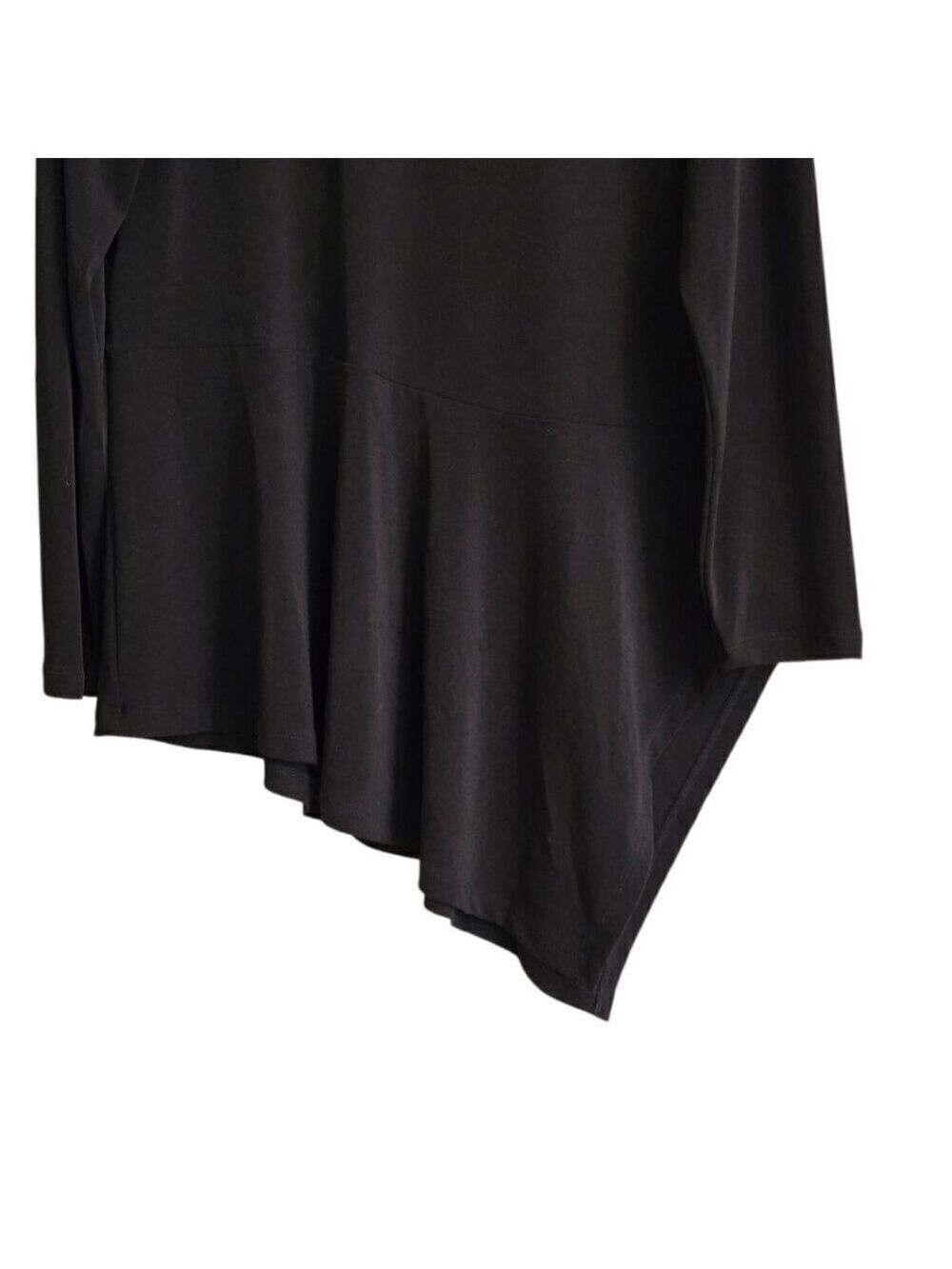 Tahari Black Asymmetrical Long Sleeve Tunic Blouse Sz L - Picture 4 of 9